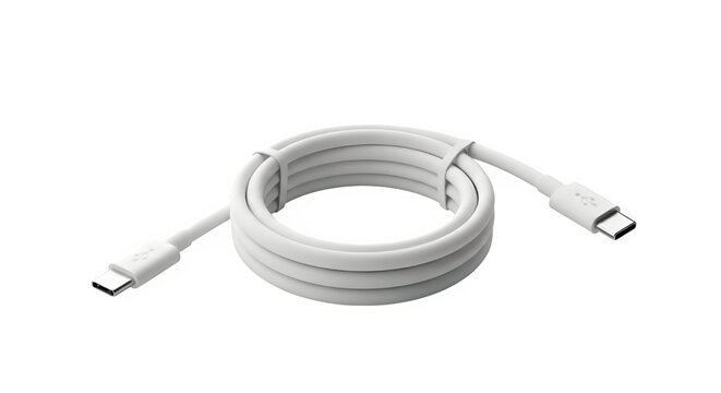 White usb cable isolated on transparent background mobile accessories png