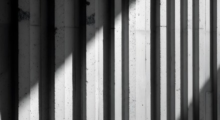 Abstract background featuring strong vertical concrete lines with contrasting shadows and light, creating a dynamic textured pattern
