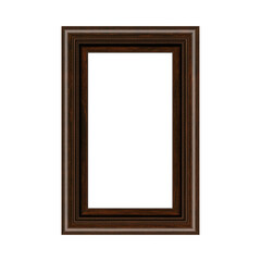 brown wooden picture frame on white