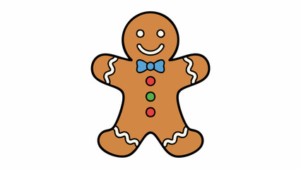 Obraz premium Cute Gingerbread Man Cookie with Blue Bow Tie.