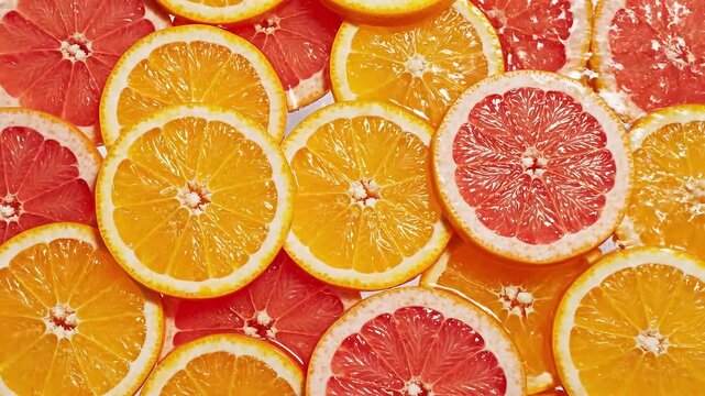 Close-up Cinematic Shot of Citrus Slices with Soft Lighting and Shallow Depth of Field - Refreshing Food Concept