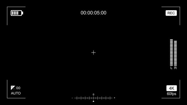 Recording Screen Overlay of video recorder camera screen with 4K resolution size Alpha Channel