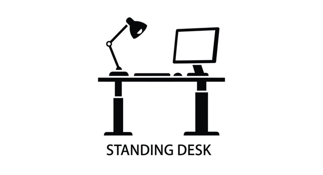 Standing desk vector icon