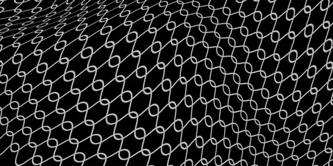 Fishing net seamless pattern. Soccer and football gates mesh. Fishnet texture. Basketball hoop and hockey net pattern. Sportswear texture. Chain link fence. Vector illustration on black background. © Isma