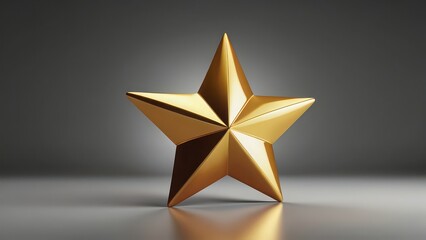 Obraz premium A shiny gold star award on a reflective surface with a dark background