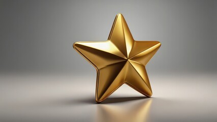 Obraz premium A shiny gold star award on a gray background with a reflective surface
