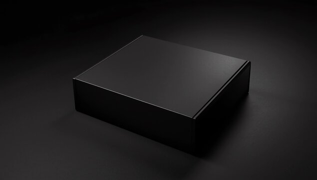 Square Black Box Mockup on dark background. 3d rendering