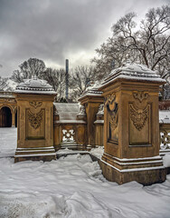 Bethesda Terrace and Fountain , snowstorm