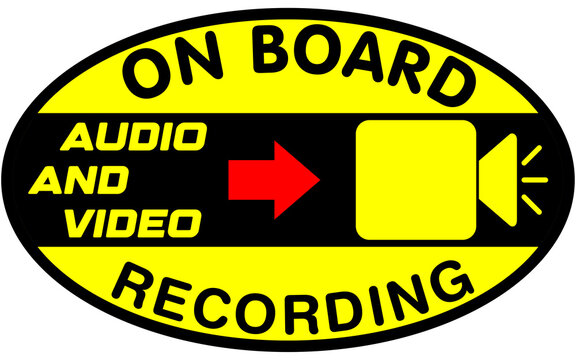 Warning Sign for In-Vehicle Dash Cam On Board Recording with Video  and Audio On Oval Sign