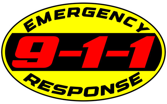911 Call Emergency Response black red yellow Oval sign