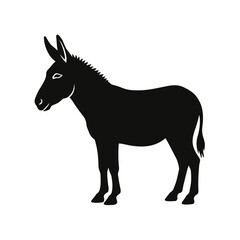 Fototapeta premium Minimalist Black Donkey Silhouette Icon - Burro and Livestock Flat Vector Illustration