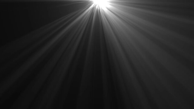 Light from Top in the Dark Seamless. White Lamp Rays Shining on Black Background.Centered white light rays on black and background. Heaven light animation from 4k animation.