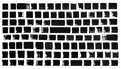 A matrix of black brushstrokes in rectangular shapes on a white background