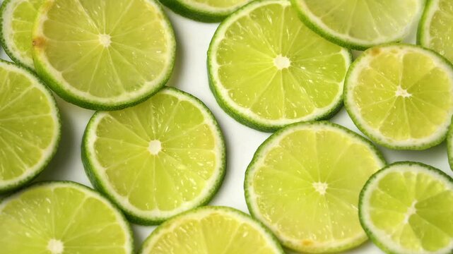 lime lemon slices fruit food sour taste vitamin c native to asia rotating.