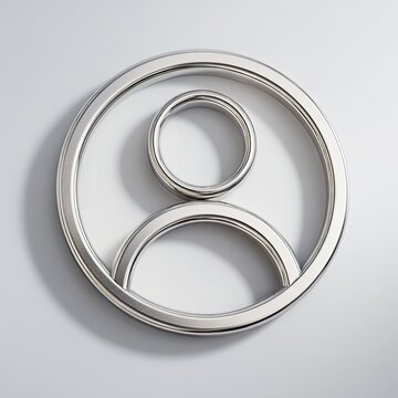 Metallic silhouette icon, symbolizing a person within a circle