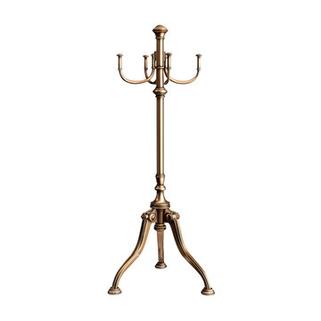 PNG of Elegant vintage coat rack with a polished brass finish and curved design.