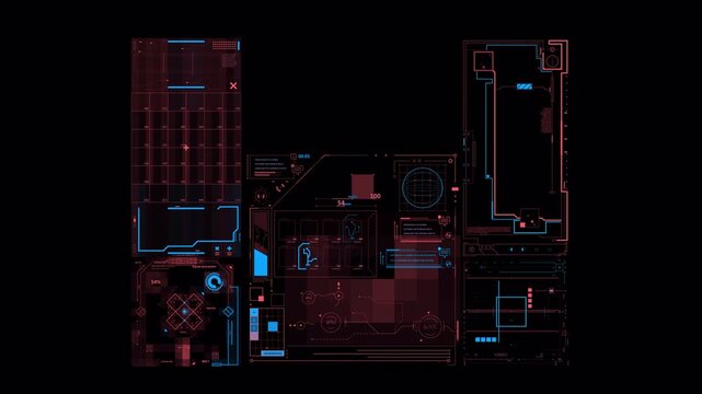 4K Colorful Animated HUD Overlay Video | Futuristic Multicolor HUD Interface Motion Graphics 4K | Dynamic Sci-Fi HUD Elements Overlay Animation | Abstract Digital Heads-Up Display Video 4K | Modern