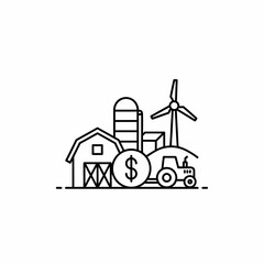 Fototapeta premium Farm and Industry icon with Dollar sign and Wind turbine 