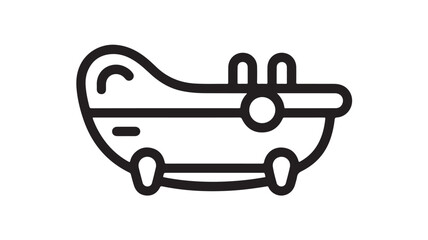 Minimalist Boat Icon in Simple Line Art with Black Color on White Background for Web Design