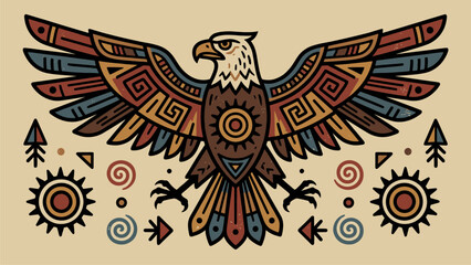 Tribal Eagle Art Vector - Indigenous Art Design, Native American Style Graphics