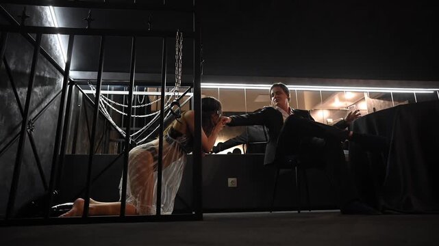 Man and woman during role-playing games.