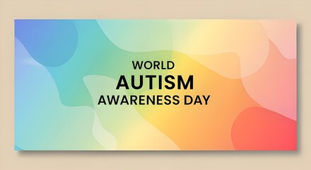 Obraz premium Vibrant World Autism Awareness Day banner with colorful abstract background promoting understanding and acceptance of neurodiversity