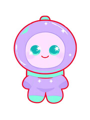 Cute Cartoon Astronaut Character in Purple Space Suit