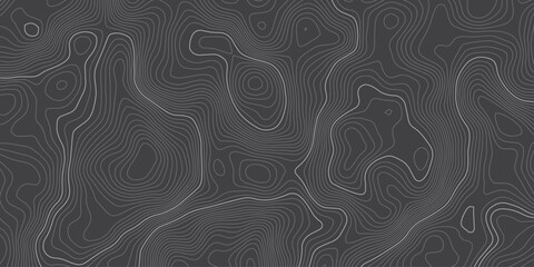 Modern Dark Gray Topographic Contour Map Background Featuring Flowing Elevation Lines, Abstract Terrain Patterns and Seamless Geographic Grid Style. © Hasan