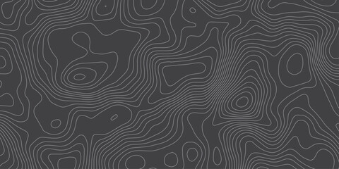 Modern Dark Gray Topographic Contour Map Background Featuring Flowing Elevation Lines, Abstract Terrain Patterns and Seamless Geographic Grid Style. © Hasan