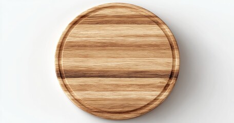 Oval wooden cutting board with grooved edge, light wood grain texture
