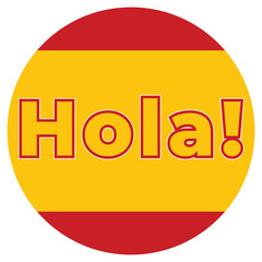 Spanish Hola Greeting Circle with Flag Colors © nislamgd6