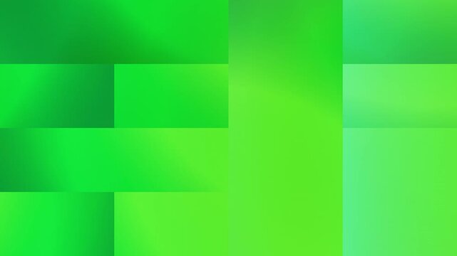 Green geometric block pattern with layered gradients across modern abstract panels