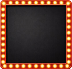 Fototapeta premium Retro Marquee Light Frame with Black Empty Background