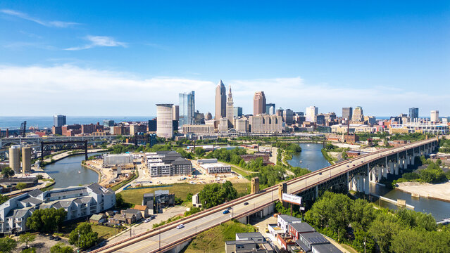 Downtown Cleveland skyline and Cuyahoga River