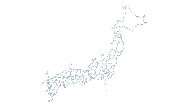 Outline Map of Japan with Prefectures: Detailed Vector Graphic of Japanese Administrative Divisions