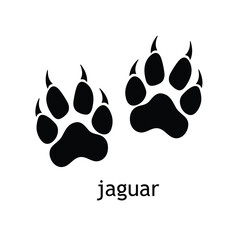 Jaguar Animal Footprint Silhouette Vector &ndash; Wild Cat Paw Print Track Icons EPS, vector animal paw print illustration.