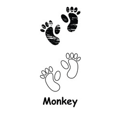 Monkey Footprint Silhouette Vector &ndash; Primate Paw Print Track Icons EPS