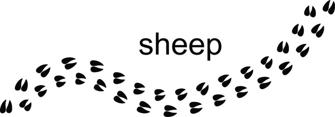 Sheep Footprint Vector Set ,Farm Animal Hoof Print Track Silhouette Icons EPS