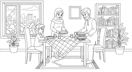 Obraz premium Family Playing Board Game at Home Indoor Scene