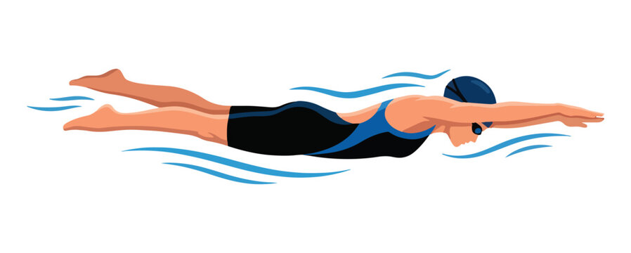 Female Swimmer Underwater &ndash; Clean Isolated PNG Background, female swimmer, woman swimming underwater, underwater swimming, young woman swimmer, swimming pool, aquatic sport, professional swimmer, 