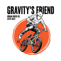 Fototapeta premium Gravity's Friend: Dynamic BMX Rider Street Art Graphic
