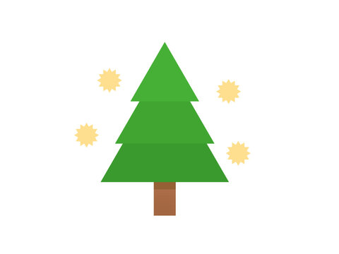 Cedar Tree with Pollen Particles Vector Illustration: Concept of Hay Fever and Seasonal Allergy Isolated on White