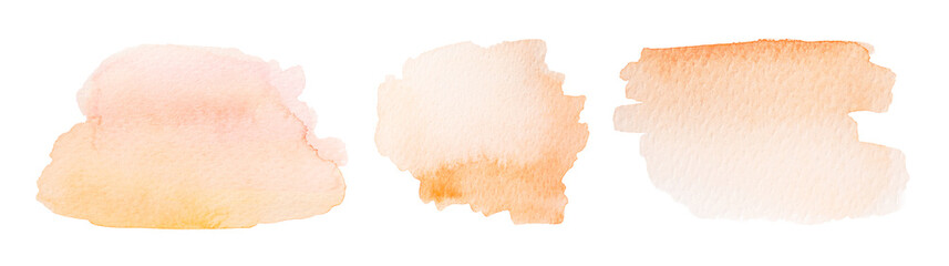 Fototapeta premium Watercolor paint swatches on white background, set