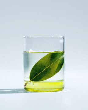 Sustainable aviation fuel close up of clear glass aeb ed d dcefdcf gigapixel standard scale xTransparent glass beaker with green leaf and yellow liquid, symbolizing sustainable aviation fuel