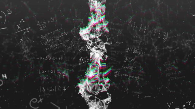 Center pulse starting vertical node mesh pulsing, bulging and twisting, shifting RGB showing math