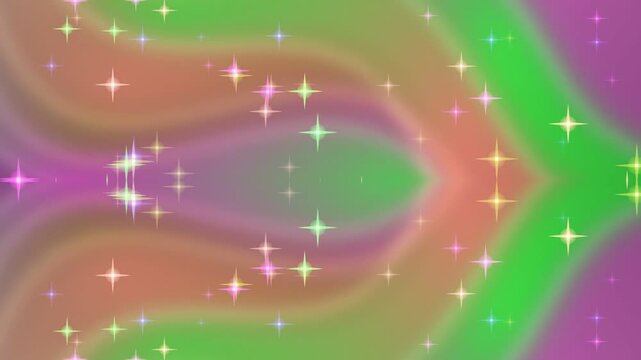 Vibrant Abstract Footage Video with Sparkling Stars, Swirling Shapes, and Bright Colors