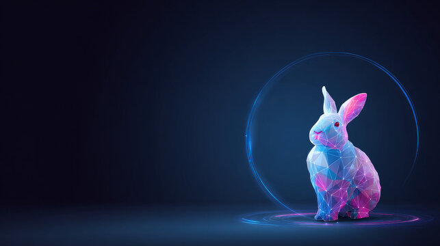 Futuristic Easter Bunny and Egg Digital Tech Style Background Vector Illustration