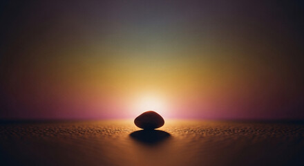 Small Stone Silhouette with Vibrant Gradient Backlight at Sunset