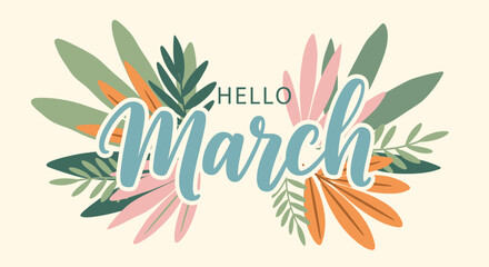 March Greeting with Floral Elements. © Azrha