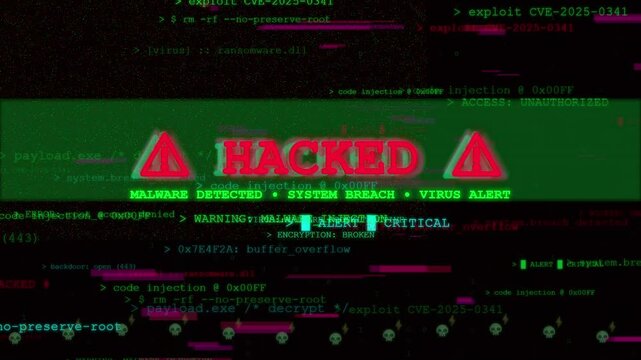 Neon Cyber Security Alert Interface with Digital Code Background